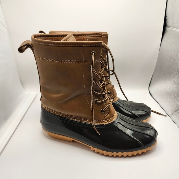 Sporto Women's Duck Boots 11M Brown Black Waterproof Faux Fur Lined Winter Snow - Picture 3 of 7